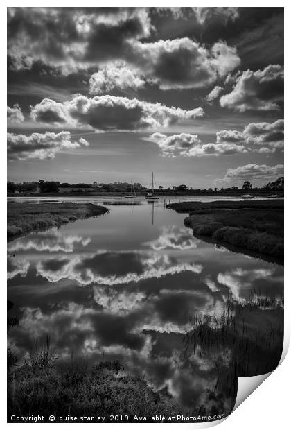 Reflected clouds Print by louise stanley