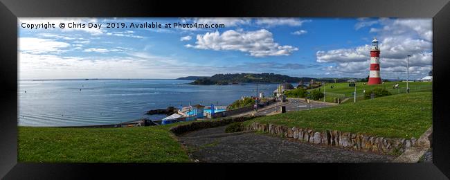 Plymouth Hoe and Sound Panorama Framed Print by Chris Day