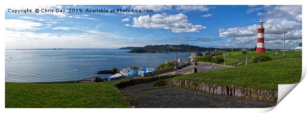 Plymouth Hoe and Sound Panorama Print by Chris Day
