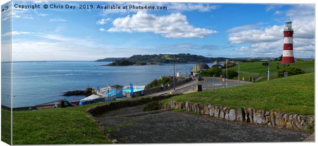 Plymouth Hoe and Sound Panorama Canvas Print by Chris Day