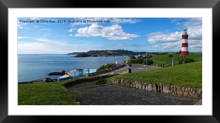 Plymouth Hoe and Sound Panorama Framed Mounted Print by Chris Day