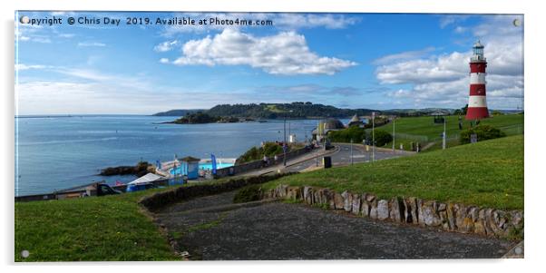 Plymouth Hoe and Sound Panorama Acrylic by Chris Day