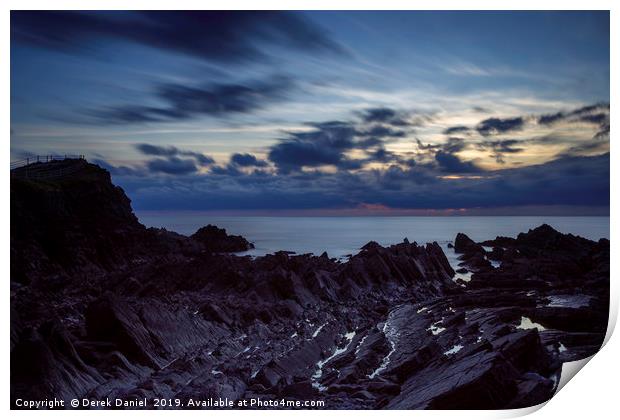 Majestic Sunset at Hartland Quay Print by Derek Daniel