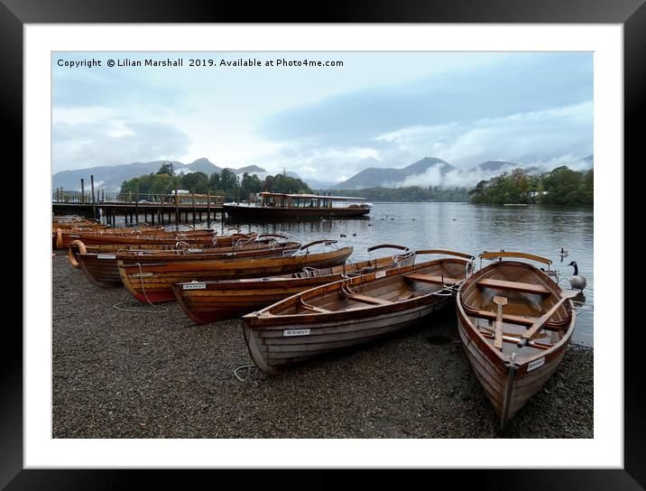Misty Derwentwater.  Framed Mounted Print by Lilian Marshall