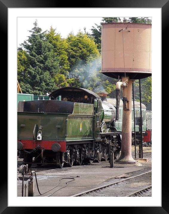           Steam Loco at The Water Tank Framed Mounted Print by Dave Bell