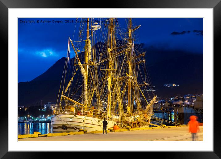 Tall Ship. Framed Mounted Print by Ashley Cooper