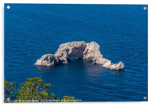 Sa Foradada rock on the blue water of Ibiza Island Acrylic by Cristian Matei