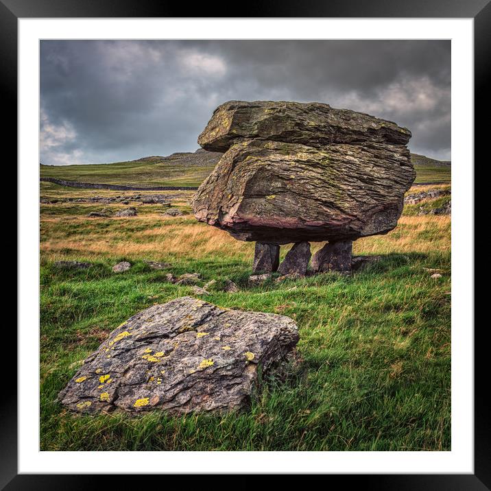 Balancing stones at the Norber Erratics Framed Mounted Print by George Robertson