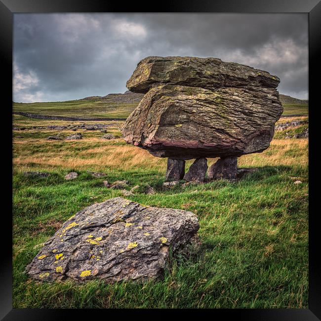 Balancing stones at the Norber Erratics Framed Print by George Robertson