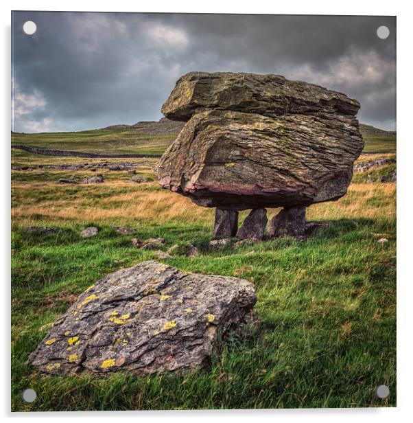Balancing stones at the Norber Erratics Acrylic by George Robertson