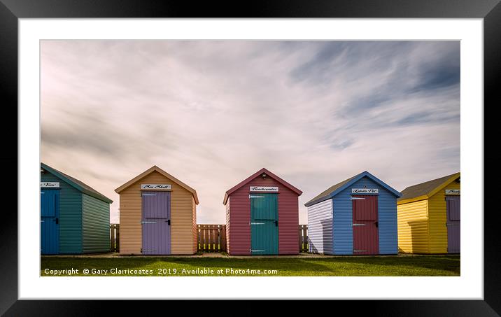 Amble Beach Huts Framed Mounted Print by Gary Clarricoates