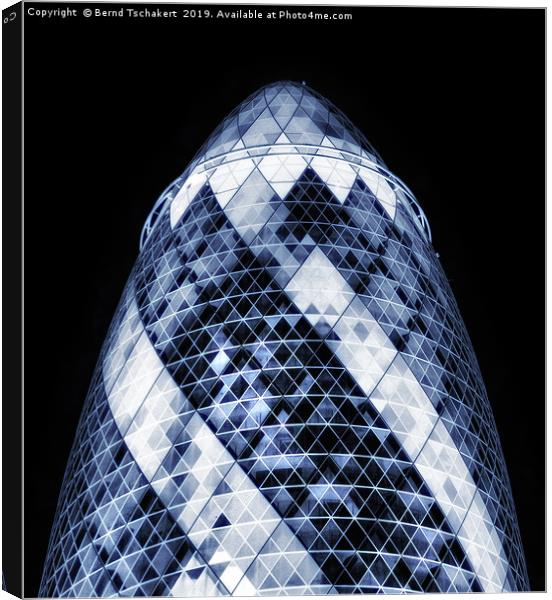 Gherkin, 30 St Mary Axe, Skyscraper, London, UK Canvas Print by Bernd Tschakert