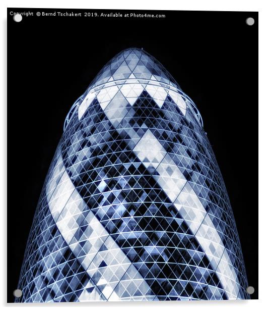 Gherkin, 30 St Mary Axe, Skyscraper, London, UK Acrylic by Bernd Tschakert