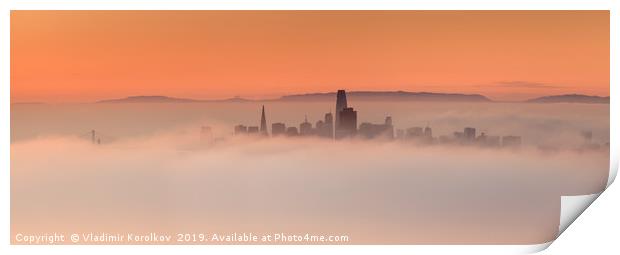 San Francisco wrapped in clouds Print by Vladimir Korolkov