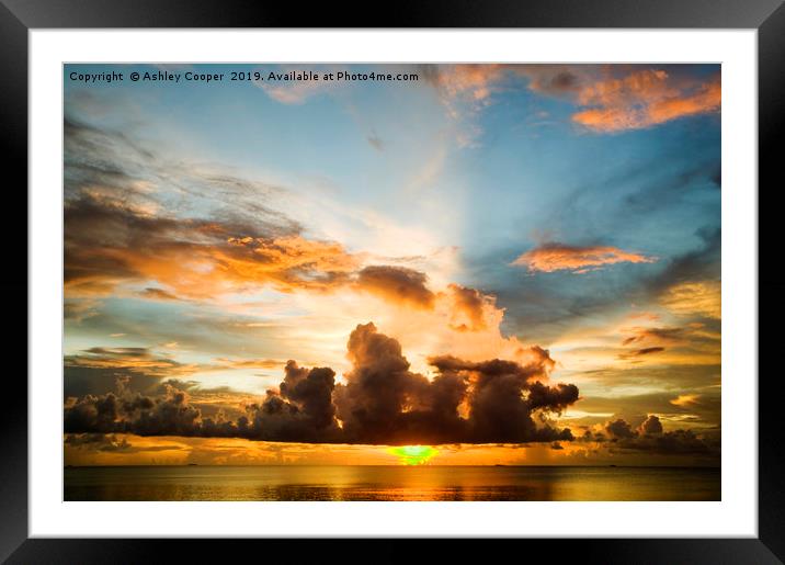 Sunset from Funafuti  Framed Mounted Print by Ashley Cooper