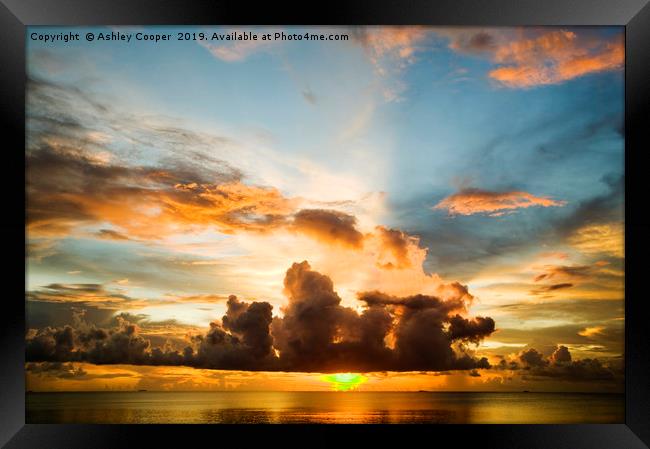 Sunset from Funafuti  Framed Print by Ashley Cooper