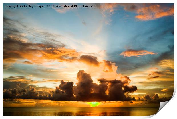 Sunset from Funafuti  Print by Ashley Cooper