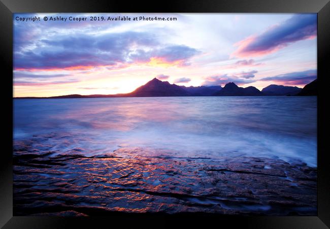 Cuillin sunset. Framed Print by Ashley Cooper