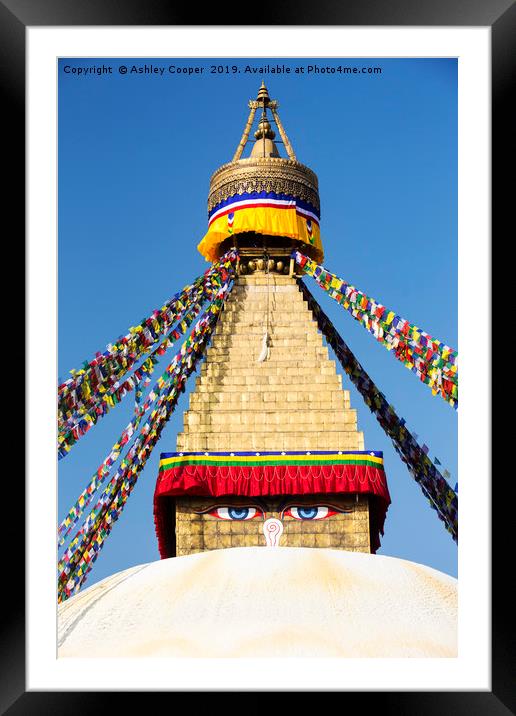 Nepal Stupa. Framed Mounted Print by Ashley Cooper
