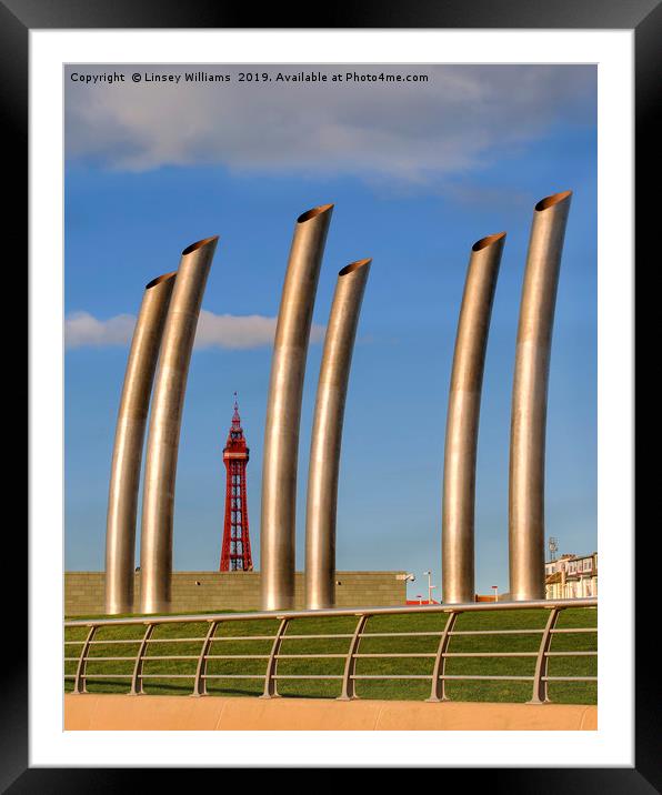Blackpool Tower and Pipes Framed Mounted Print by Linsey Williams