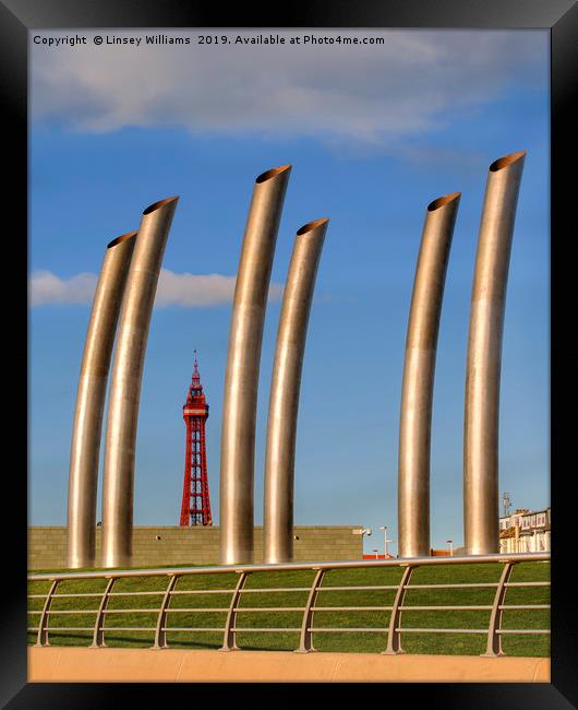 Blackpool Tower and Pipes Framed Print by Linsey Williams