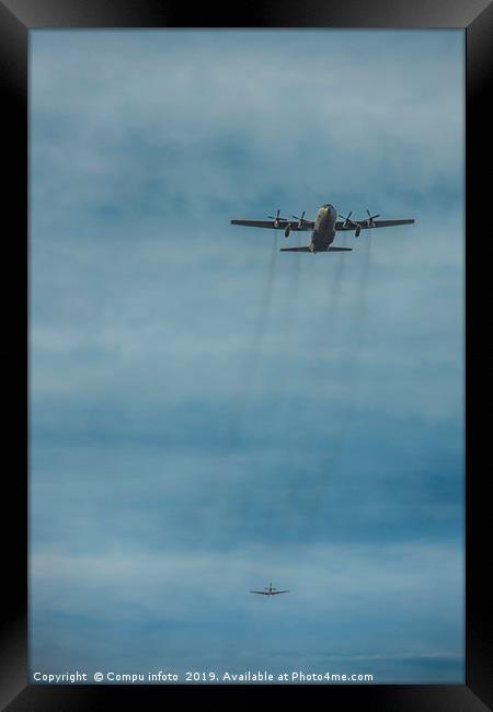 two hercules aiplanes ready for para drops Framed Print by Chris Willemsen
