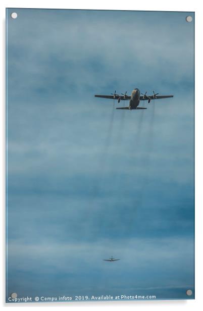 two hercules aiplanes ready for para drops Acrylic by Chris Willemsen