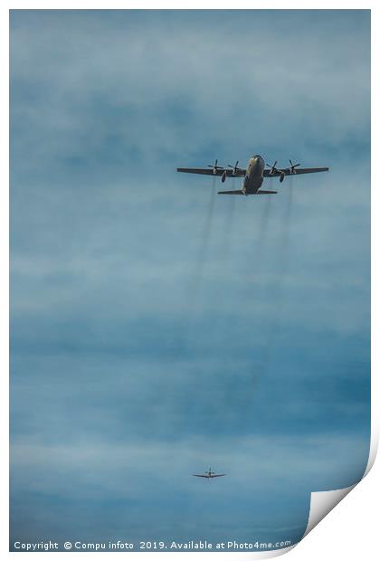 two hercules aiplanes ready for para drops Print by Chris Willemsen