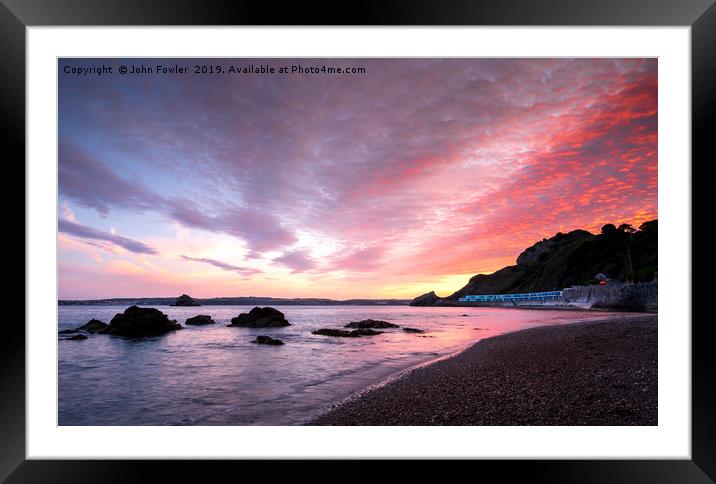  Meadfoot Beach Sunset Framed Mounted Print by John Fowler