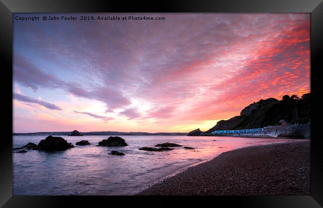  Meadfoot Beach Sunset Framed Print by John Fowler