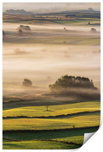 Foolow Morning Mist and Light Print by John Finney