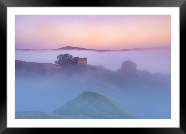 Peveril Castle Dawn, Peak District.  Framed Mounted Print by John Finney