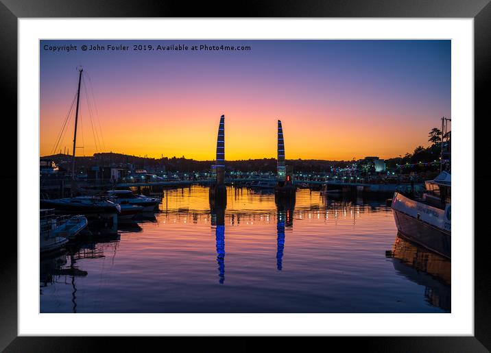  Torquay Harbour Sunset Framed Mounted Print by John Fowler