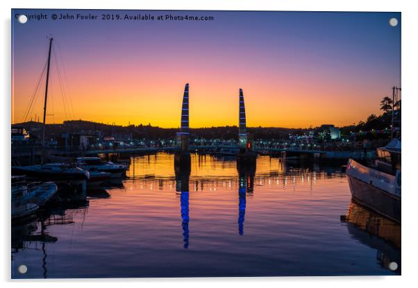  Torquay Harbour Sunset Acrylic by John Fowler