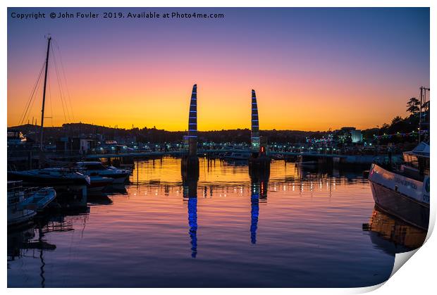  Torquay Harbour Sunset Print by John Fowler
