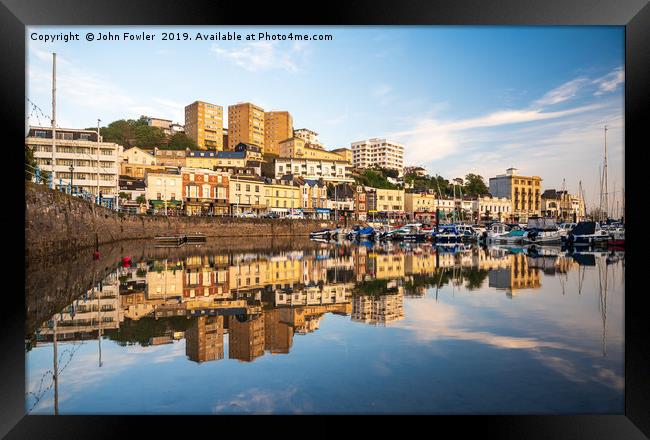  Torquay Harbour Reflections Framed Print by John Fowler