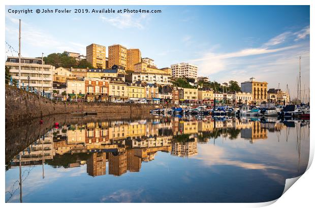  Torquay Harbour Reflections Print by John Fowler