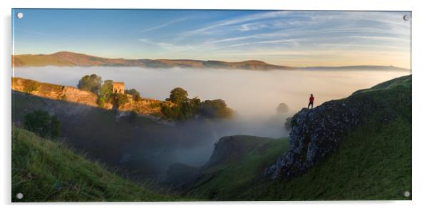 Peveril Castle sunrise Acrylic by John Finney