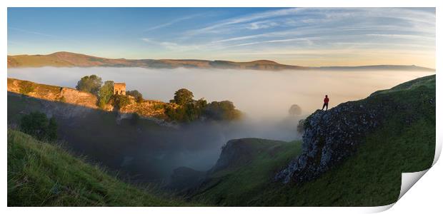 Peveril Castle sunrise Print by John Finney