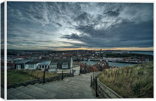 Whitby Nightfall Canvas Print by Peter Anthony Rollings