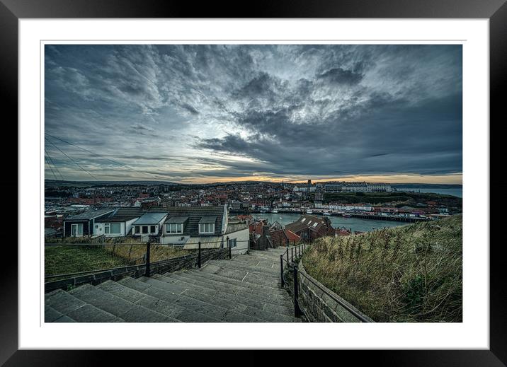 Whitby Nightfall Framed Mounted Print by Peter Anthony Rollings