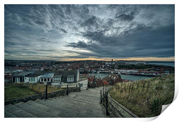 Whitby Nightfall Print by Peter Anthony Rollings