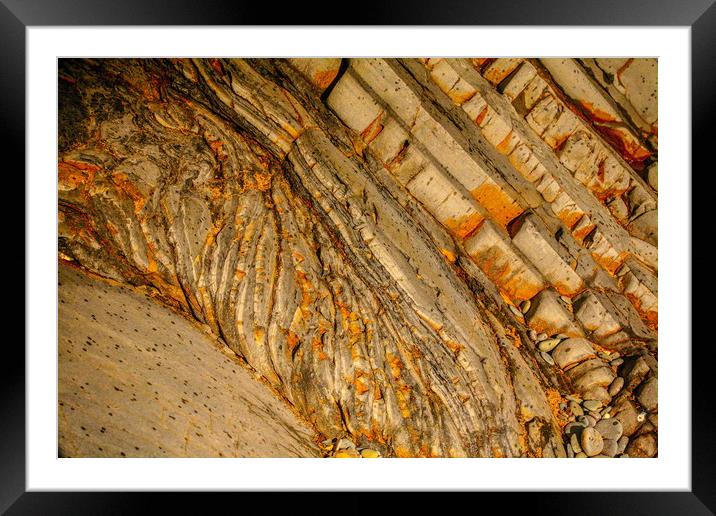 Rock Orange veins Framed Mounted Print by Dave Bell