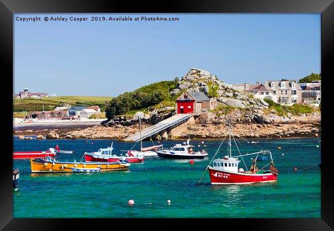 Scilly boats. Framed Print by Ashley Cooper