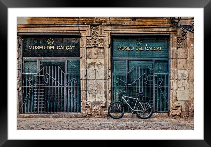 Bike Against Museu Del Calcat Framed Mounted Print by Darryl Brooks
