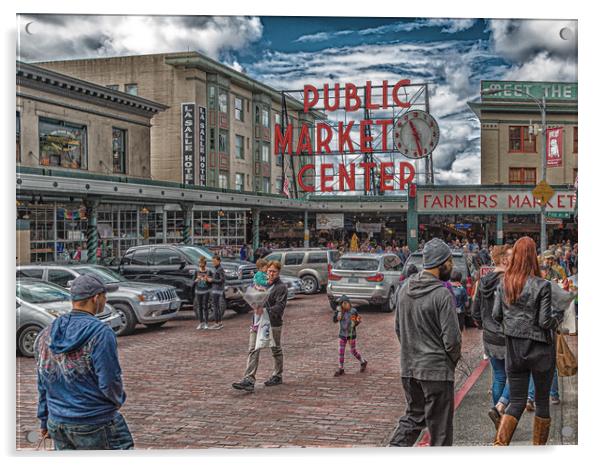 Families at Pike Place Market Acrylic by Darryl Brooks