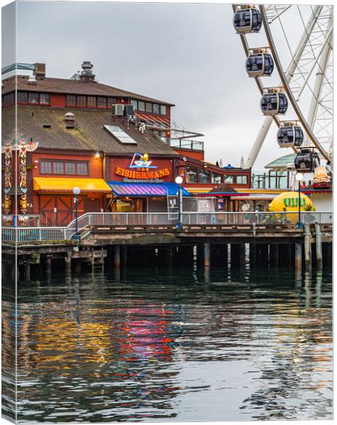 Fishermans Restaurant and Great Wheel Canvas Print by Darryl Brooks