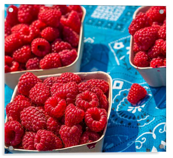 Fresh Red Raspberries Acrylic by Darryl Brooks