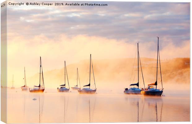 Misty yachts. Canvas Print by Ashley Cooper