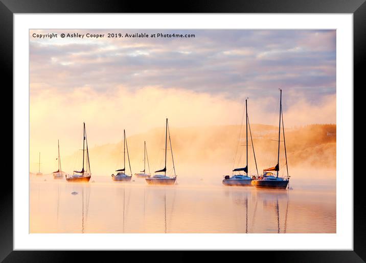 Misty yachts. Framed Mounted Print by Ashley Cooper